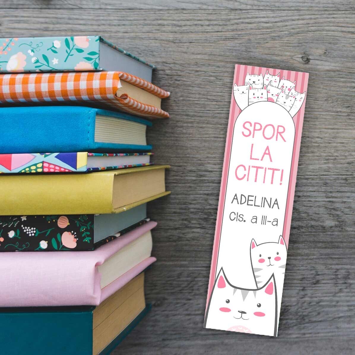 Semn de carte personalizat cu text - Kitty