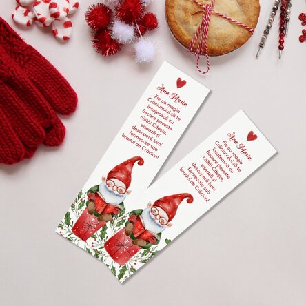 Semn de carte personalizat cu text - Moș Crăciun