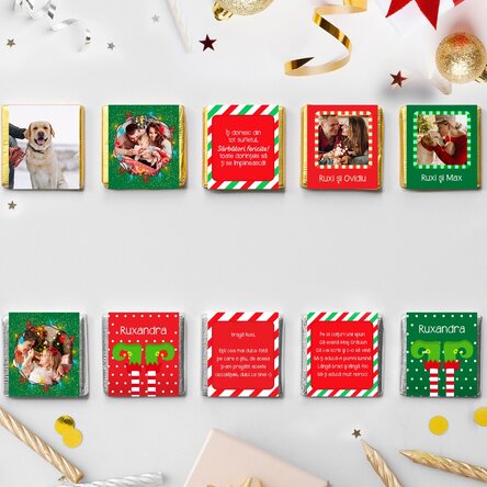 Set 10 mini ciocolățele personalizate - Christmas spirit