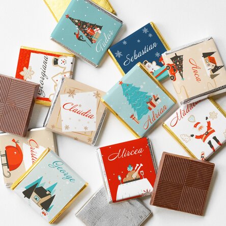 Set 10 mini ciocolățele personalizate cu nume - Sweet Christmas 