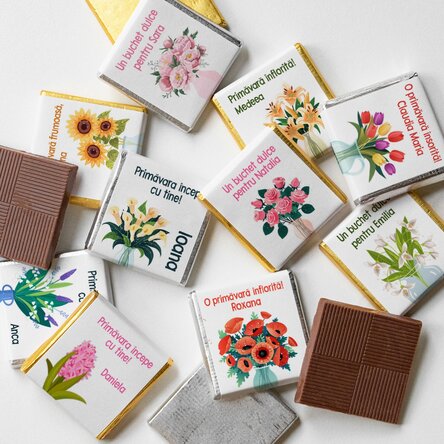 10 darabos mini csokoládé szett, személyre szabott felirattal - Virágok