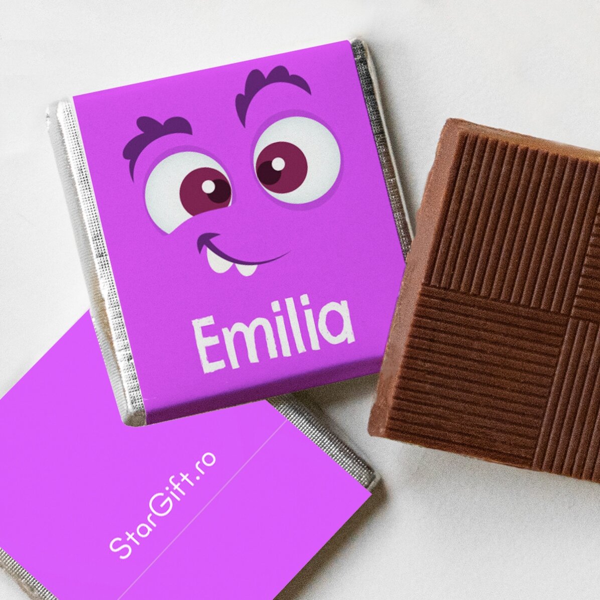 Set 10 mini ciocolățele personalizate cu text - Monstruleți