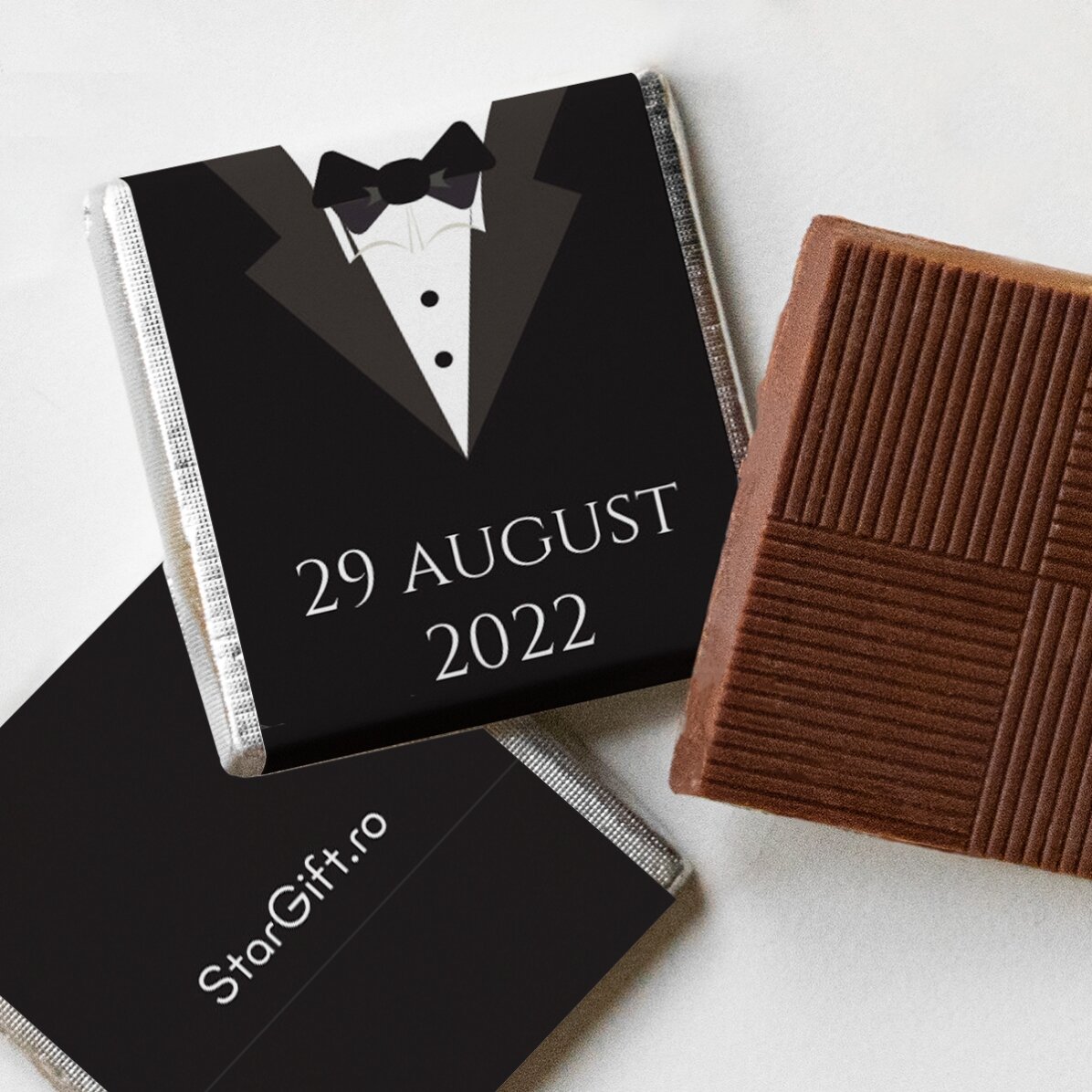 Set 10 mini ciocolățele personalizate cu text - Mr and Mrs