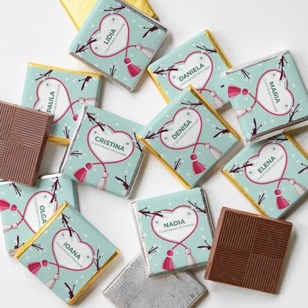 Set 10 mini ciocolățele personalizate de Mărțișor cu text - Primăvara