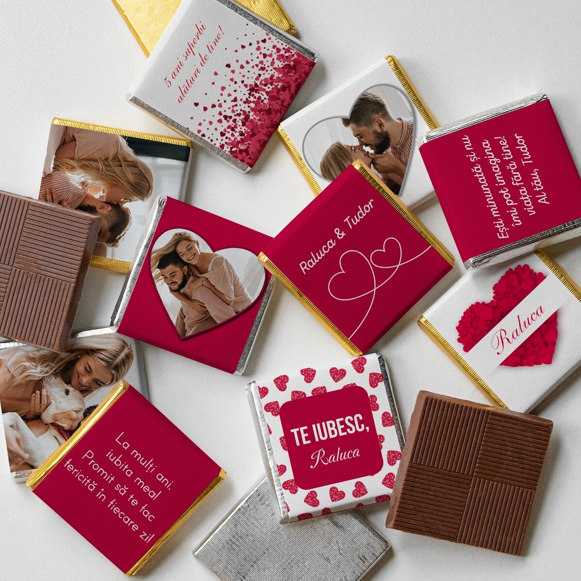 Set 10 mini ciocolățele personalizate - Te iubesc!