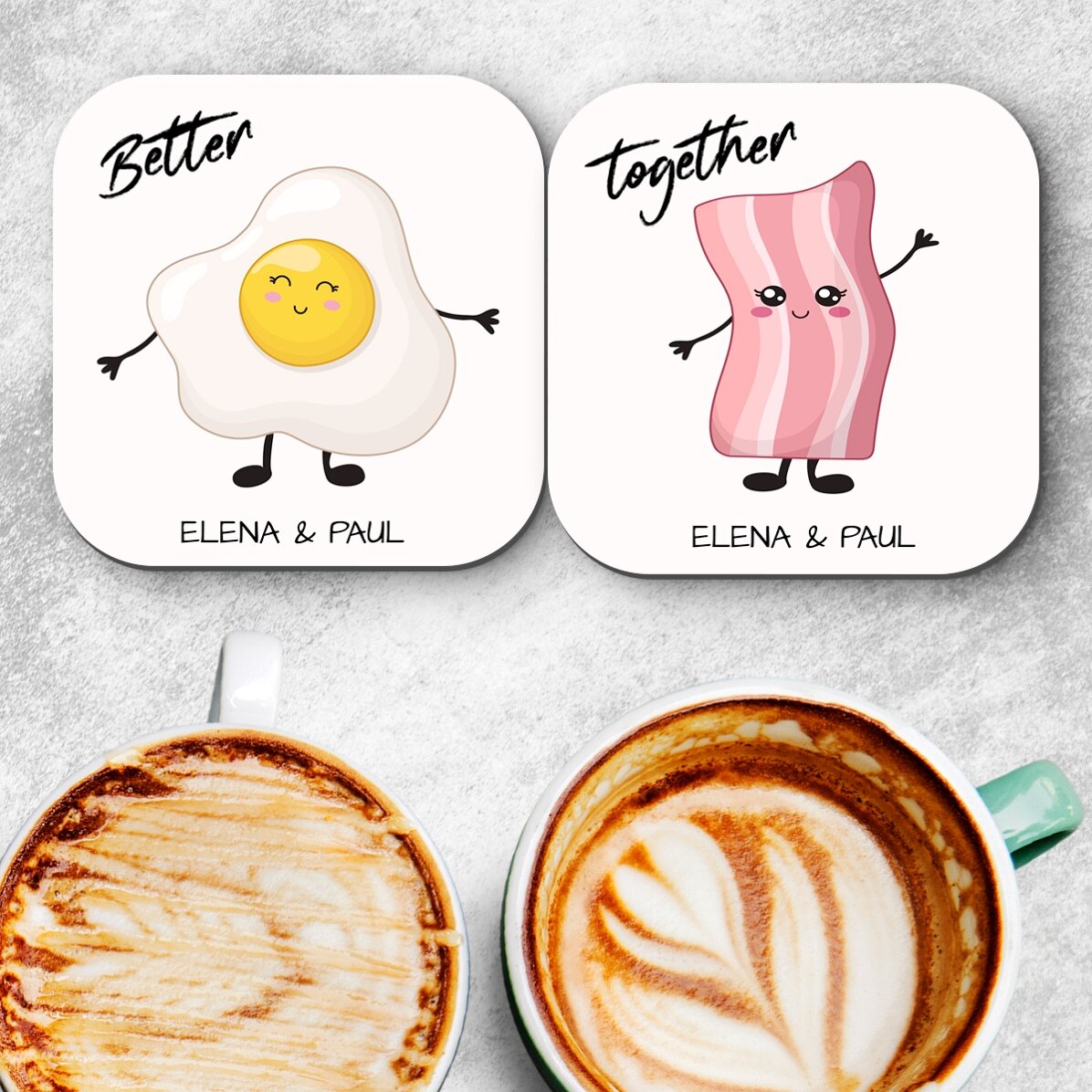 Set 2 suporturi de pahar personalizate cu text - Better Together