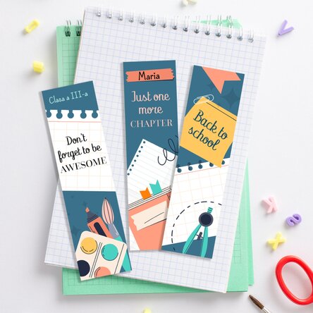 Set 3 semne de carte personalizate cu mesaj - Back to school