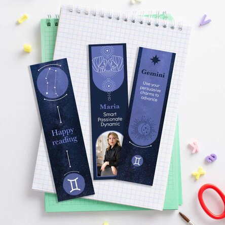 Set 3 semne de carte personalizate cu mesaj și poză - Zodia Gemeni