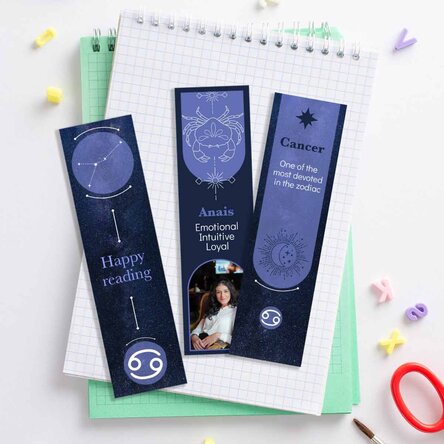 Set 3 semne de carte personalizate cu mesaj și poză - Zodia Rac