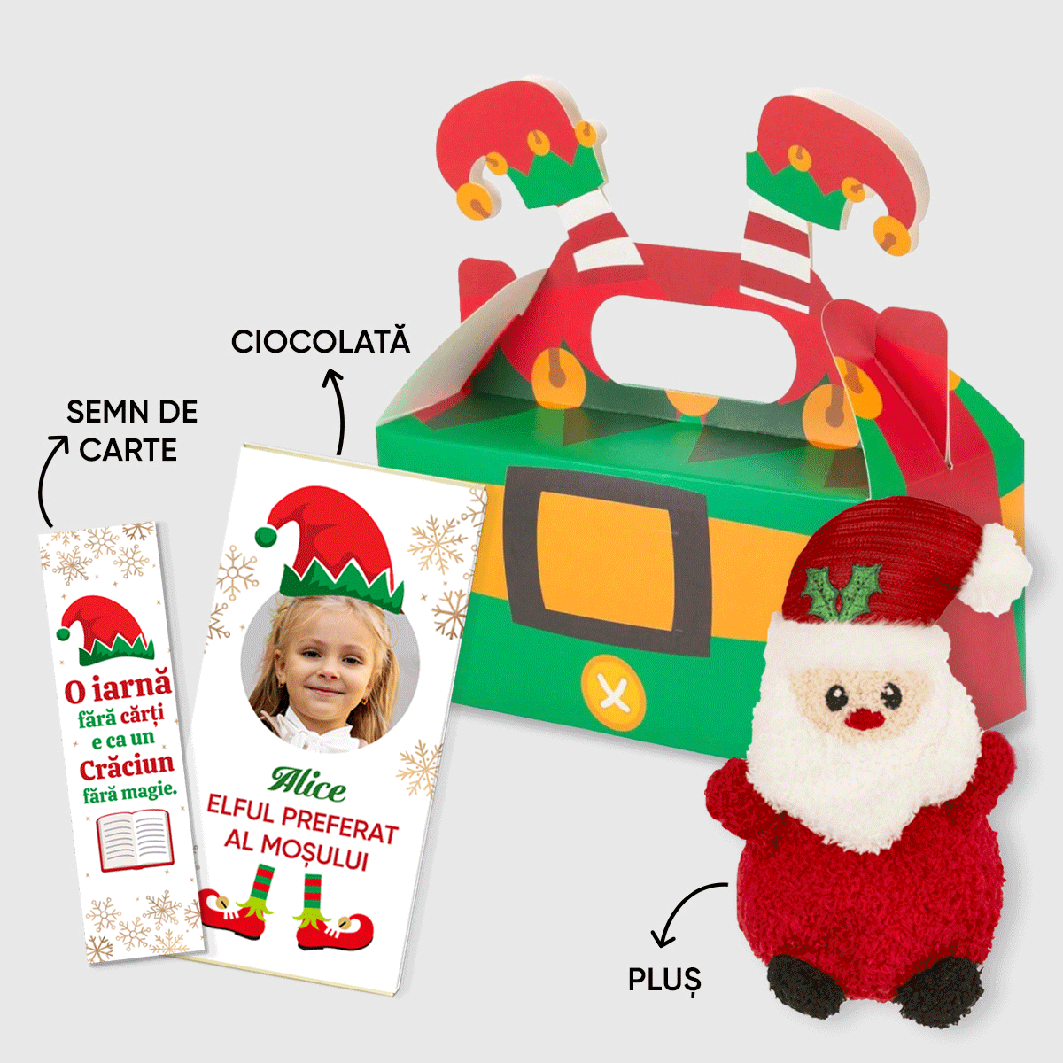 Set cadou cu ciocolată personalizată - Elf