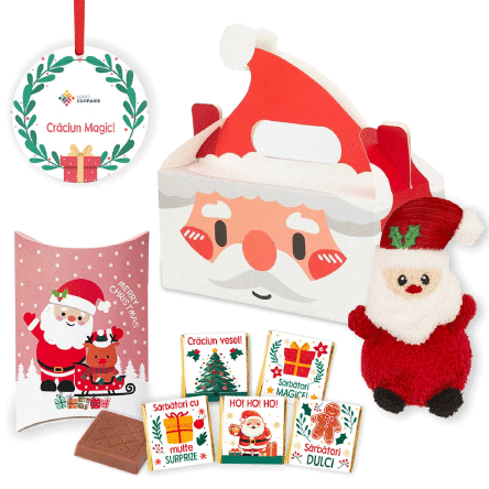 Set cadou cu ornament rotund personalizat - Moș Crăciun