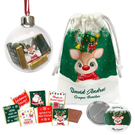 Set cadou cu săculeț mic personalizat - Ren