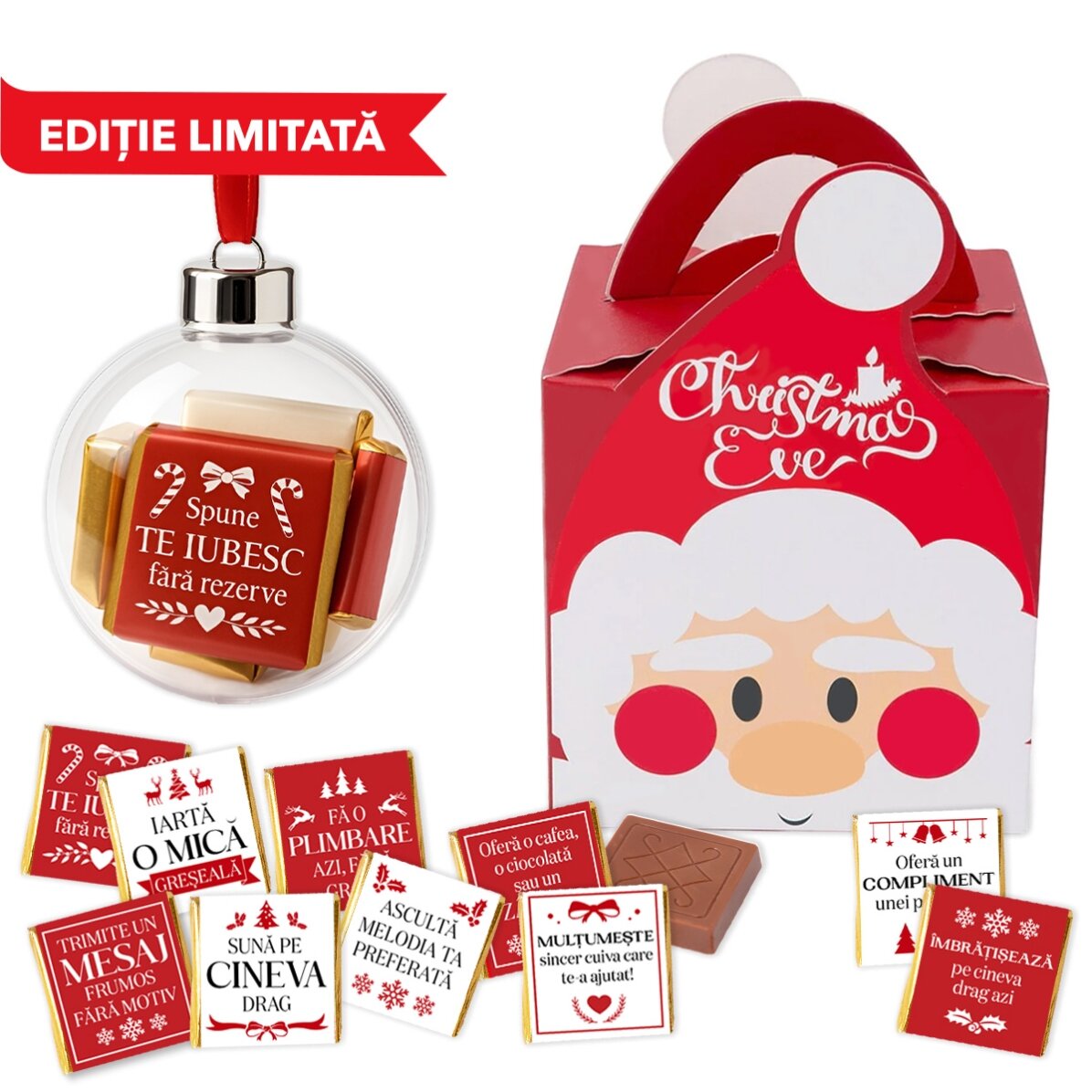 Set cadou glob cu 10 mini ciocolățele - Fapte bune
