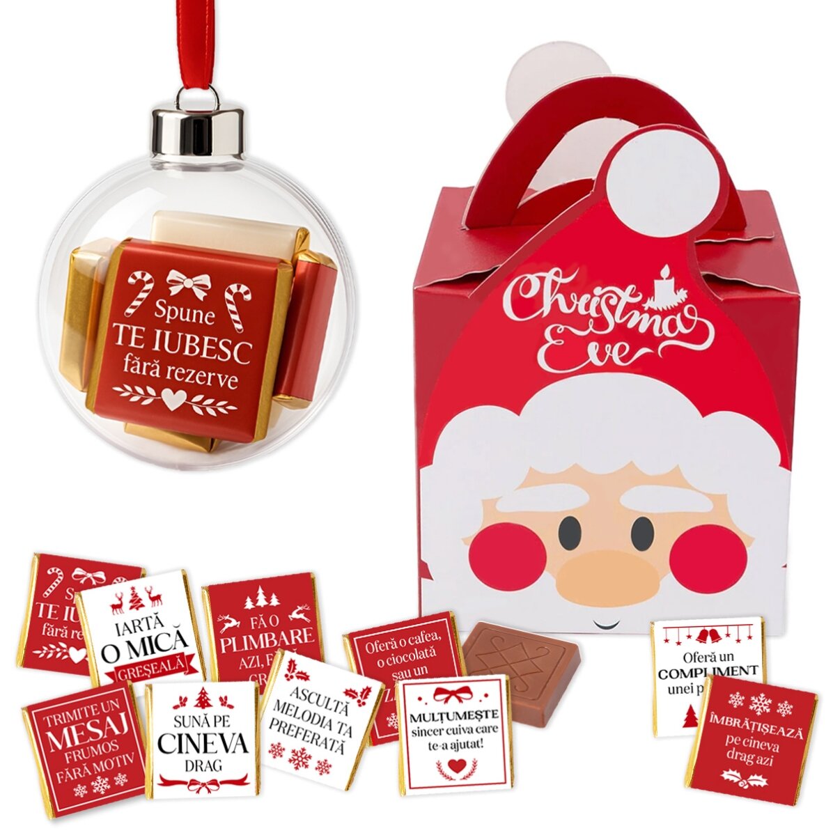 Set cadou glob cu 10 mini ciocolățele - Fapte bune