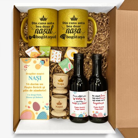 Személyre szabott ajándékkészlet keresztapáknak és keresztanyáknak – Boldog húsvétot!