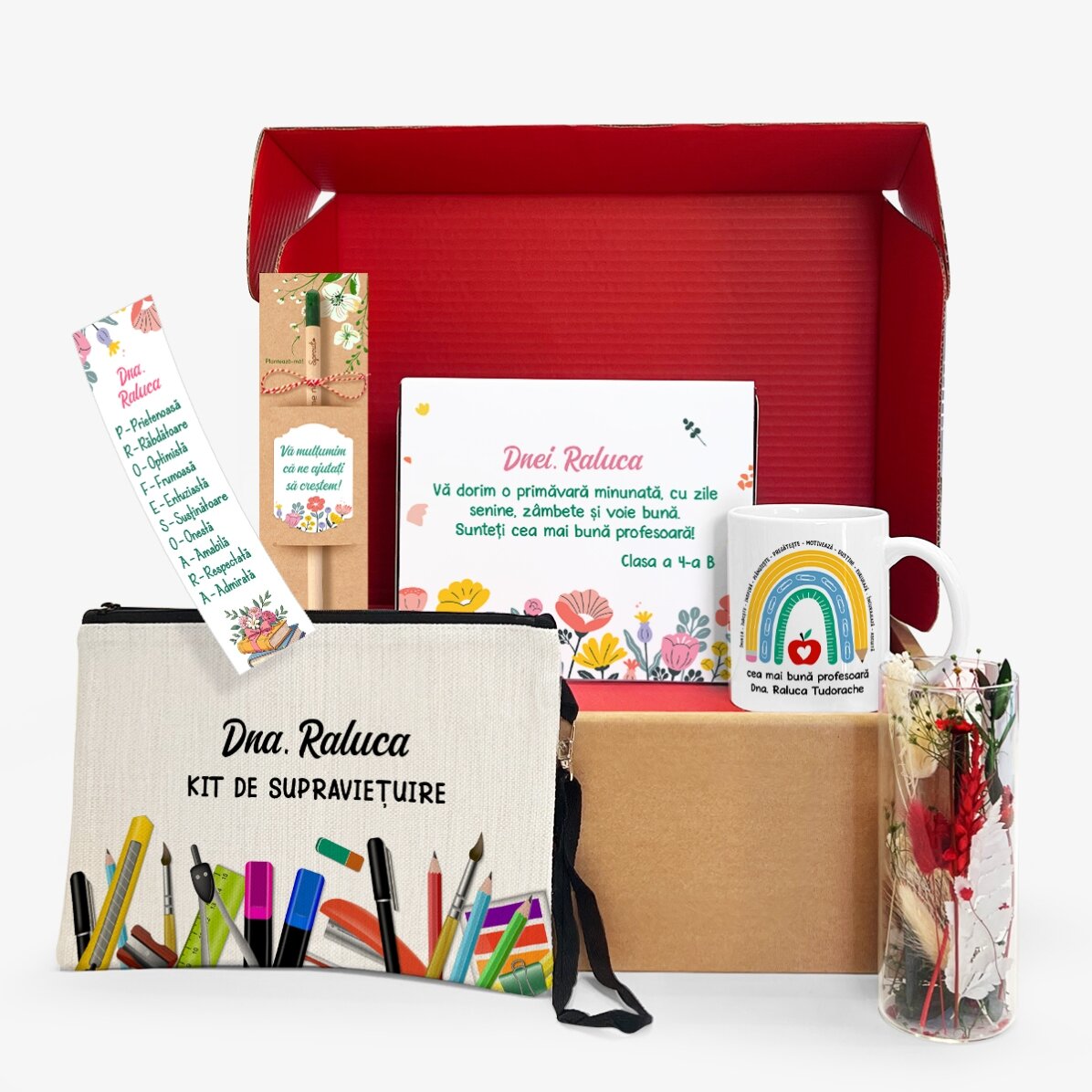 Set cadou personalizat pentru profesoară de 1 și 8 Martie