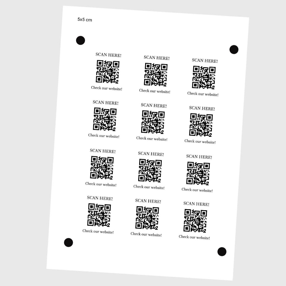 Set de 12 stickere (etichetă autoadezivă) personalizate cu text și cod QR - Check