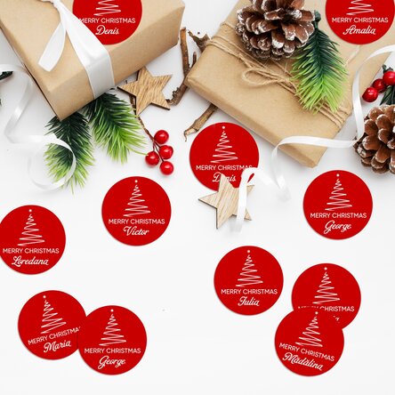 Set de 12 stickere (etichetă autoadezivă) personalizate cu mesaj - Crăciun