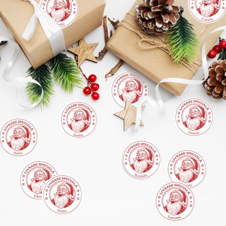 Set de 12 stickere (etichetă autoadezivă) personalizate cu nume - Livrare specială