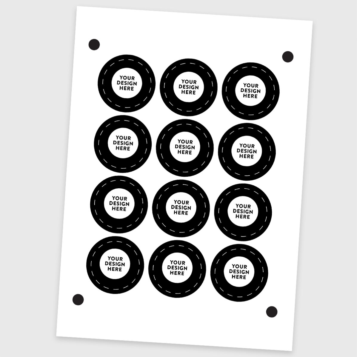 Set de 12 stickere (etichetă autoadezivă) rotunde, diametru 5cm personalizate cu grafica ta