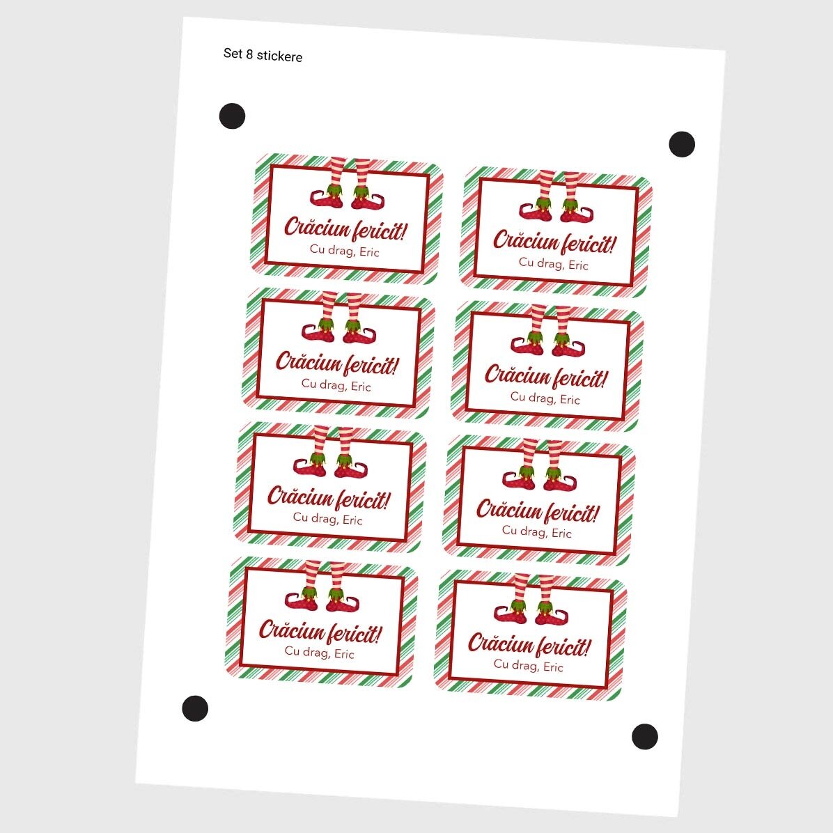 Set de 8 stickere (etichetă autoadezivă) personalizate - Elf