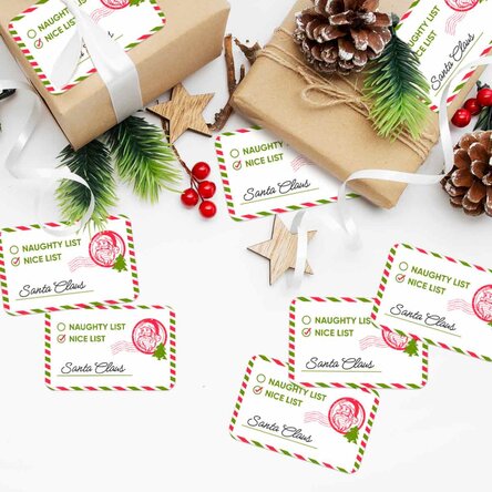 Set de 8 stickere (etichetă autoadezivă) personalizate - Naughty List