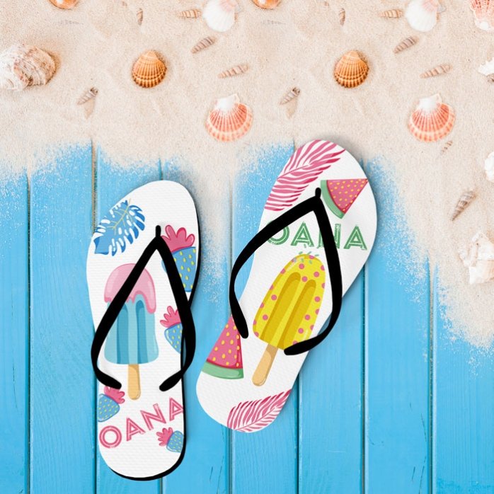 Șlapi personalizați cu nume - Tropical