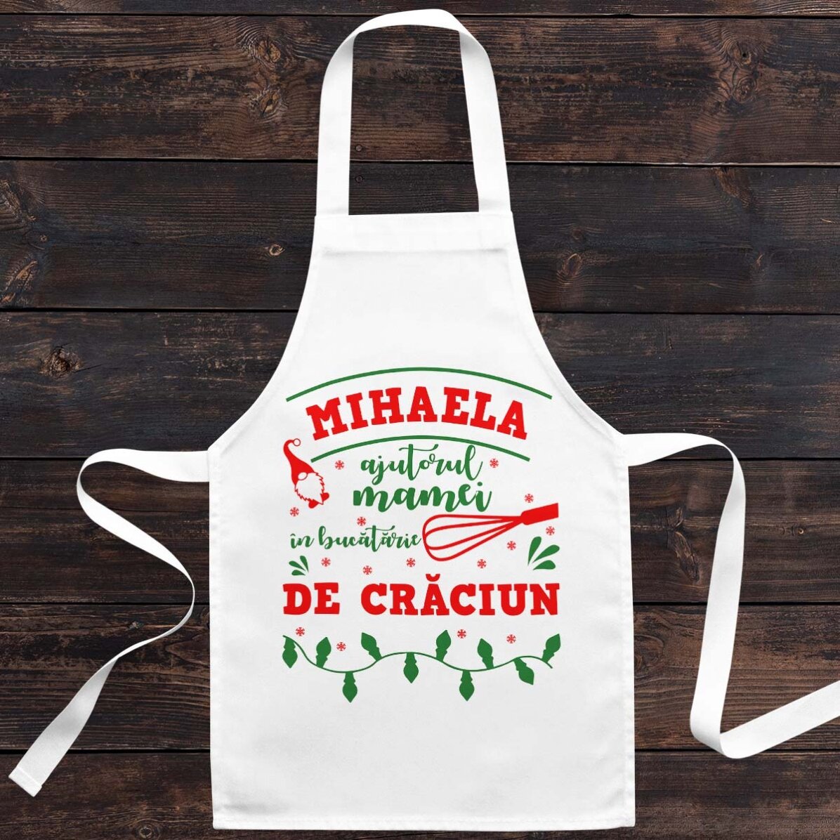 Șorț pentru copii personalizat cu text - Crăciun în bucătărie