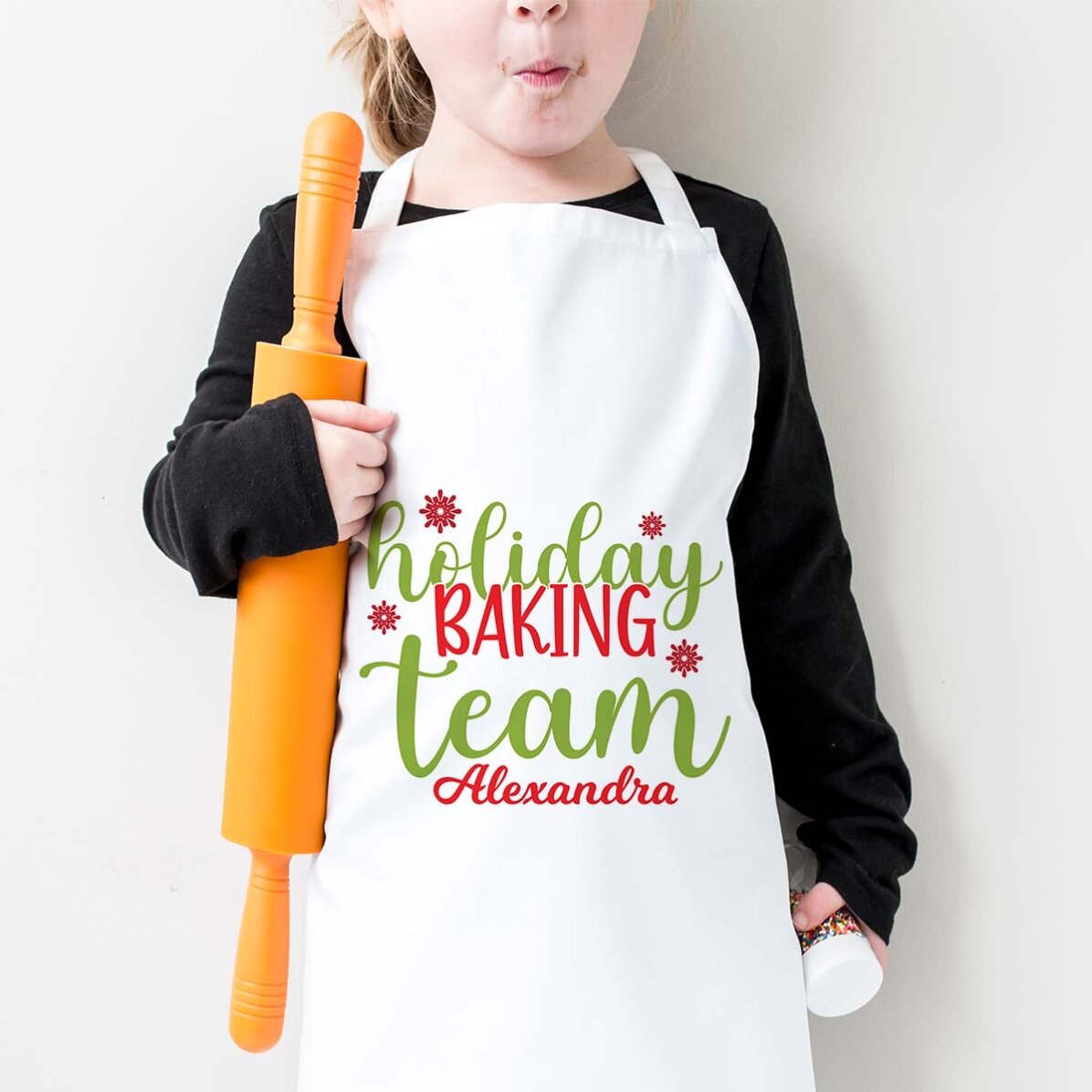 Șorț pentru copii personalizat cu text - Holiday baking team