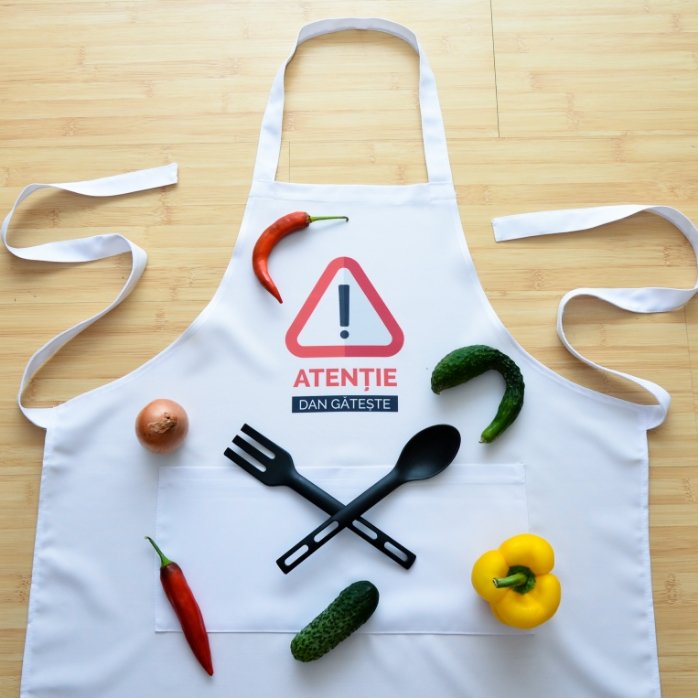 Șorț personalizat - Atenție, aici gătește