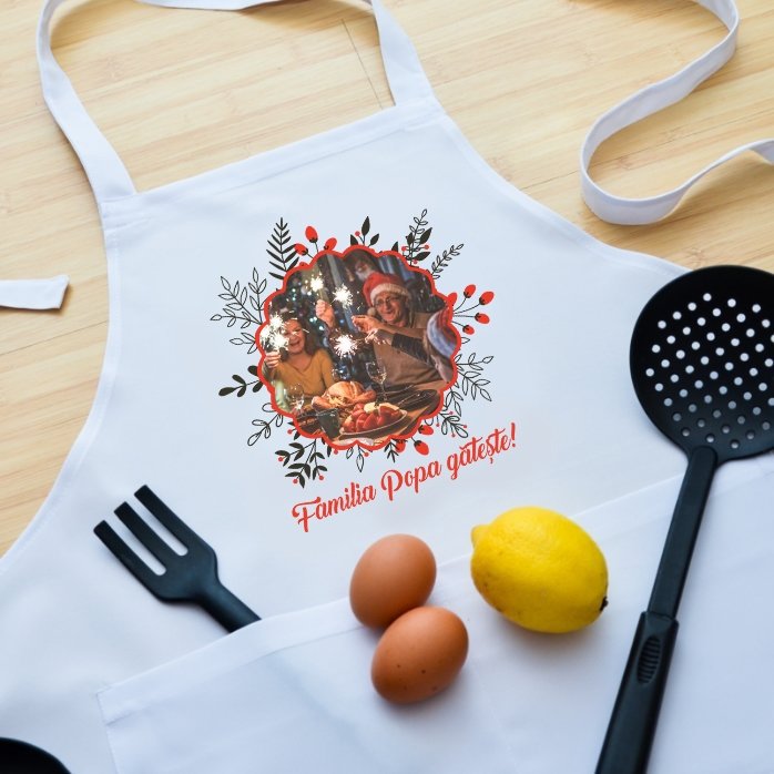 Șorț personalizat Crăciun cu o poză și text