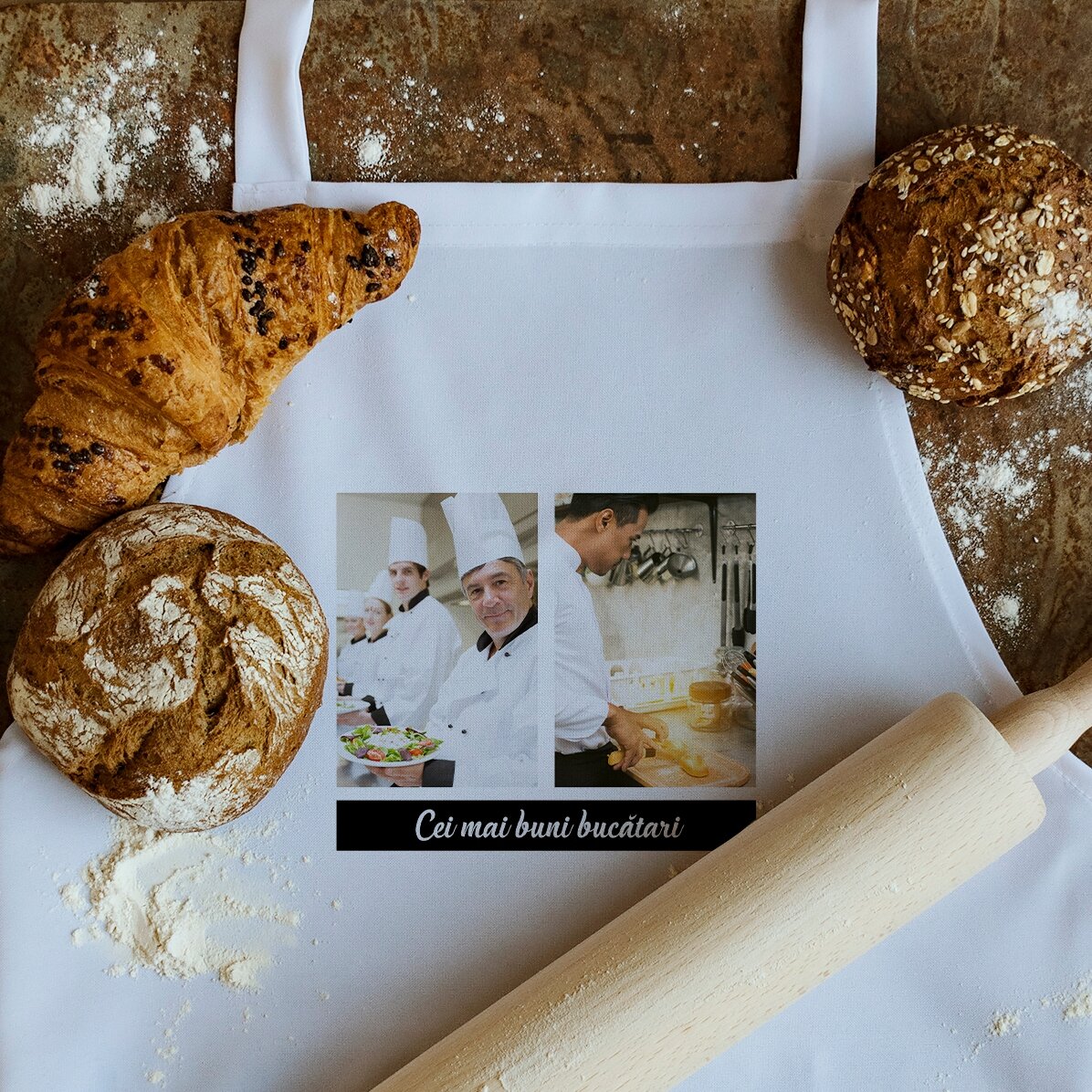 Șorț personalizat cu două poze și text