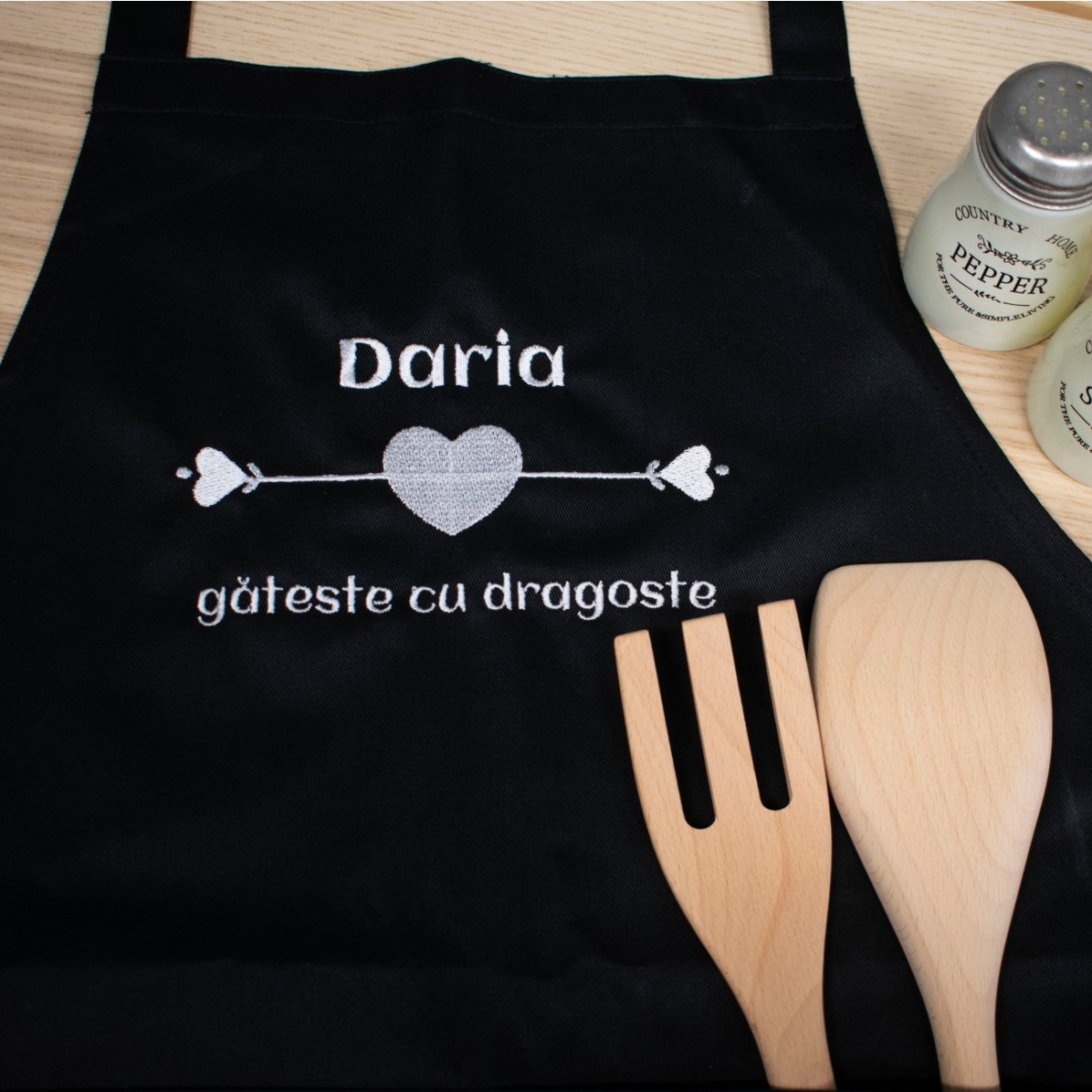 Șorț personalizat cu text - Gătim cu dragoste
