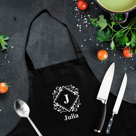 Șorț personalizat cu monogramă și text - Leaves