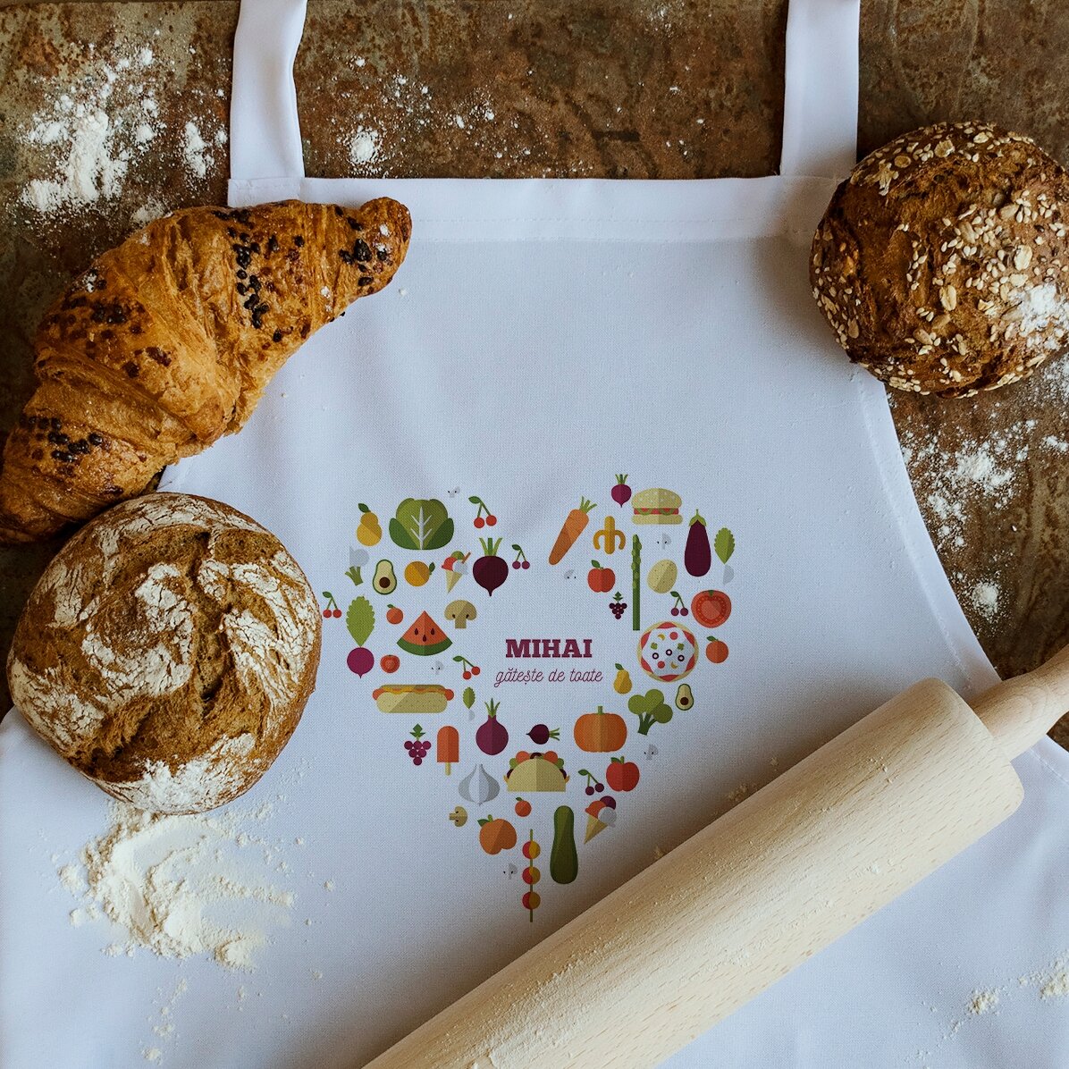 Șorț personalizat cu text - model heart food