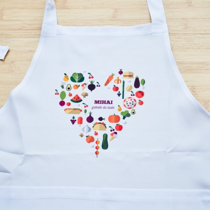 Șorț personalizat cu text - model heart food