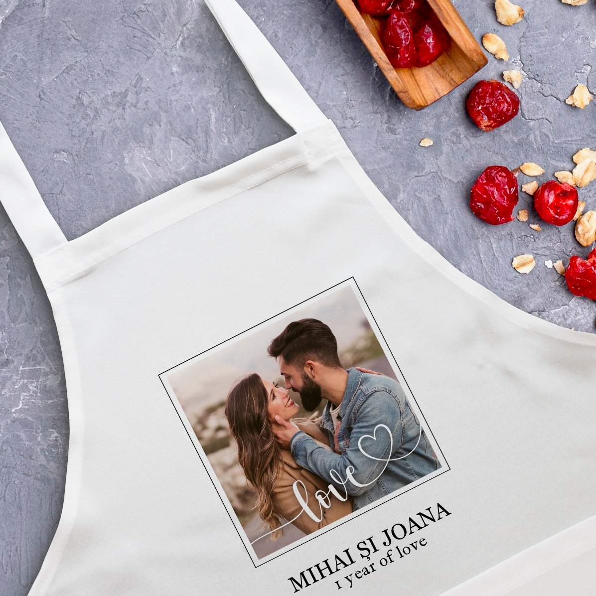 Șorț personalizat cu text și o poză - Love