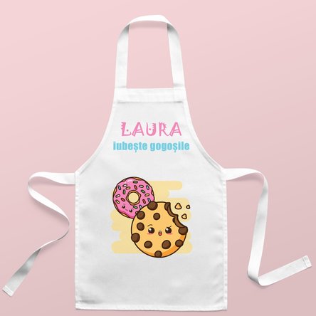Șorț personalizat pentru copii cu text - Iubitorii de gogoși