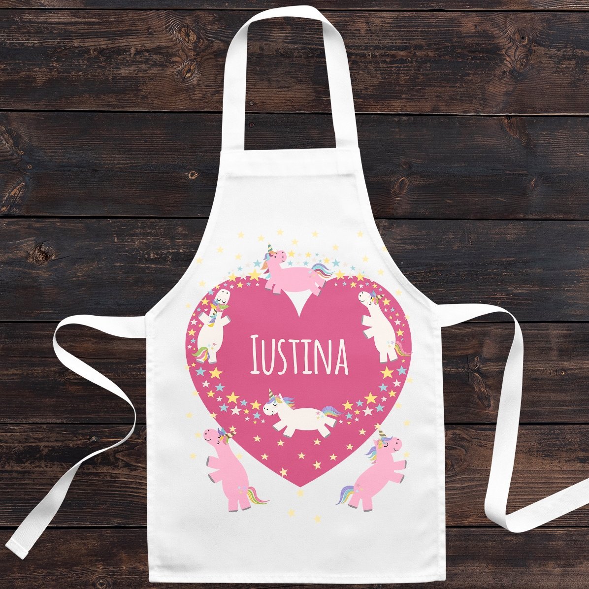 Șorț personalizat pentru copii cu text - Unicorni