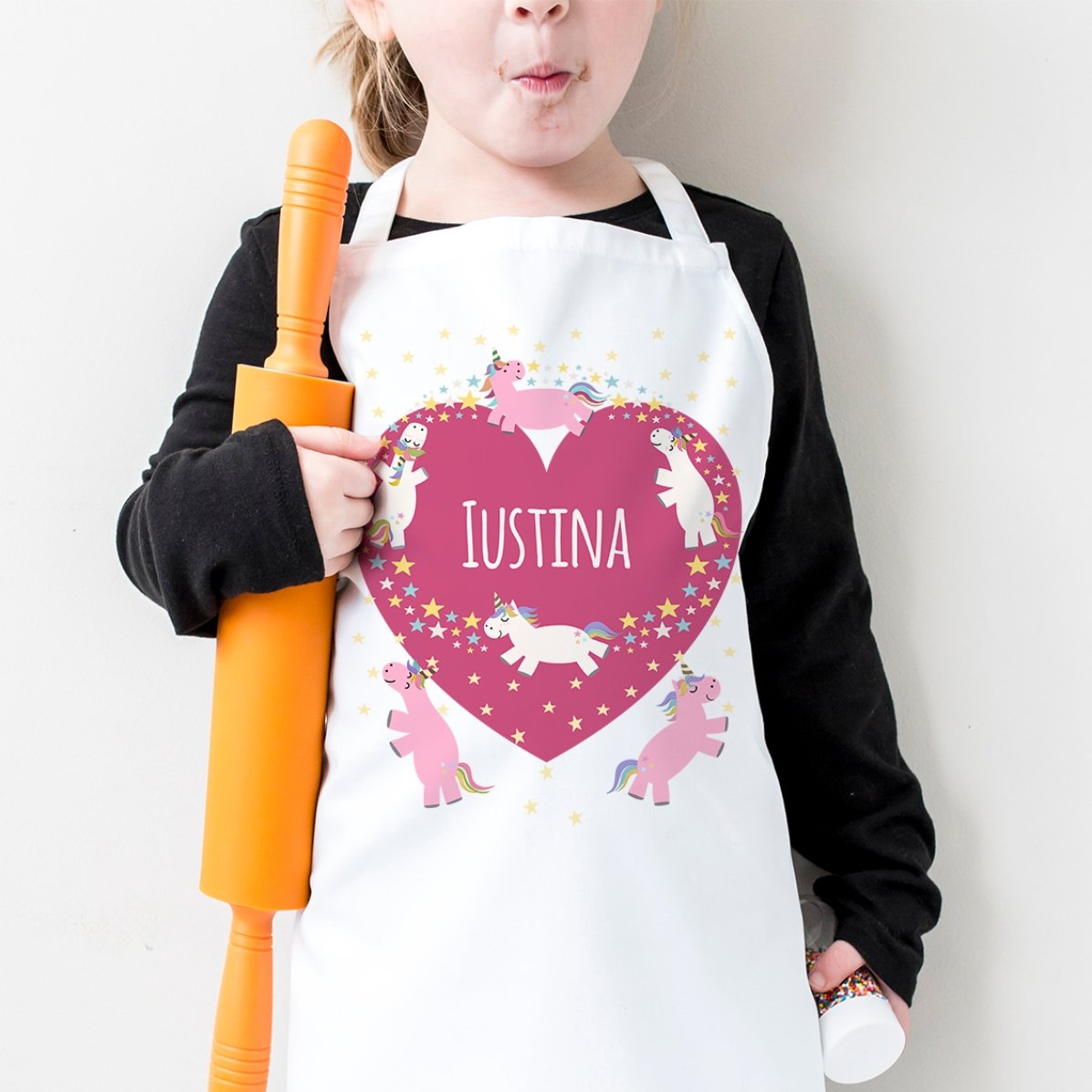 Șorț personalizat pentru copii cu text - Unicorni