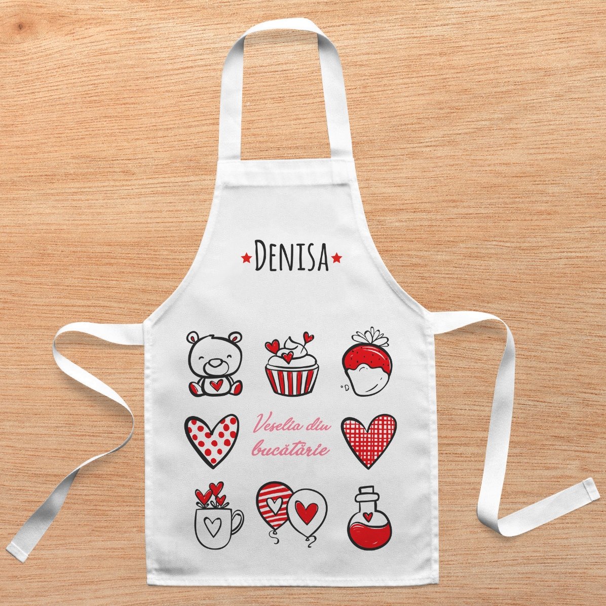 Șorț personalizat pentru copii cu text - Veselie în bucătărie