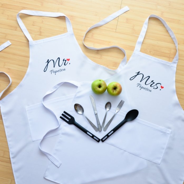 Șorțuri personalizat pentru cuplu - Mr & Mrs