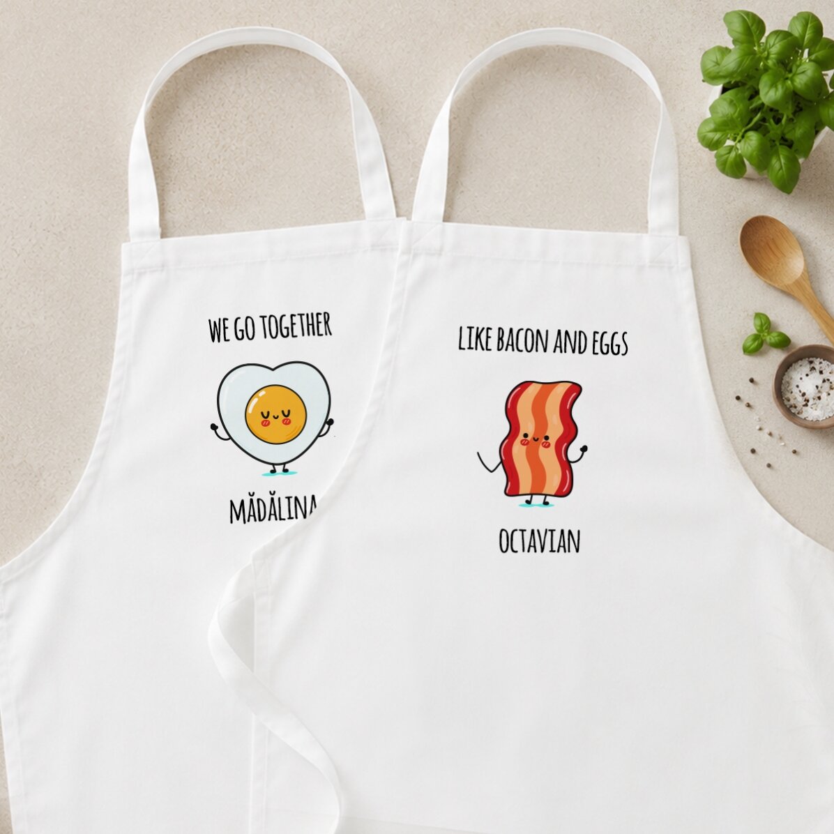 Személyre szabott páros szett vicces felirattal – Bacon and eggs
