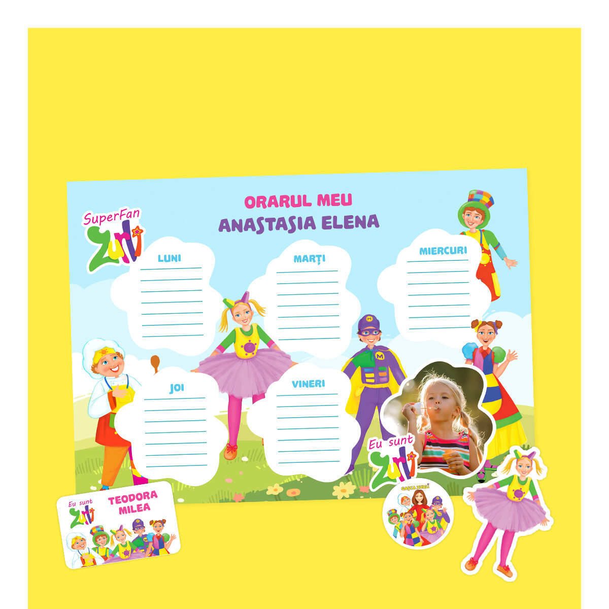 Matricák, öntapadó címkék és egyedi menetrendek a Zurli Gang hivatalos licencével