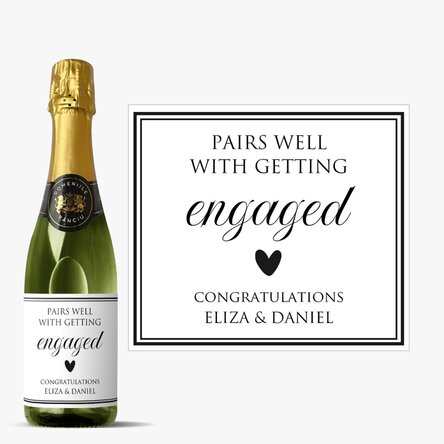 Sticlă medie de vin spumant personalizată cu text - Heart