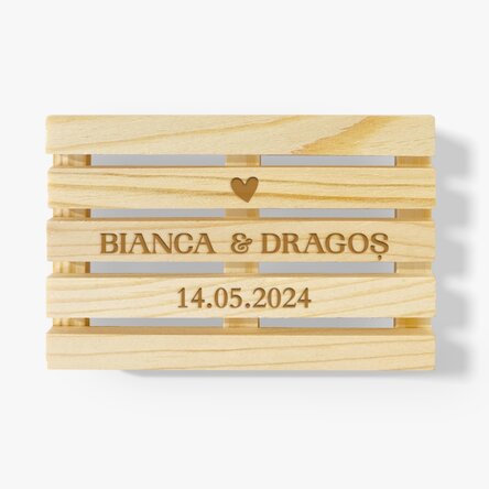 Suport de pahar în formă de palet personalizat cu text - Love