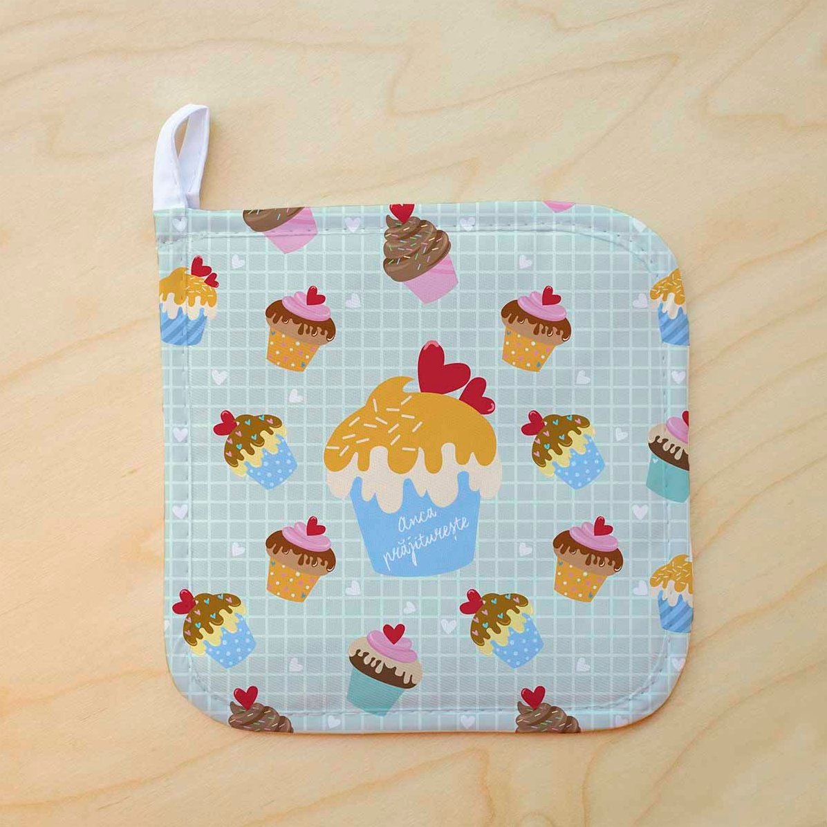 Suport oală fierbinte personalizat cu text - Cupcake