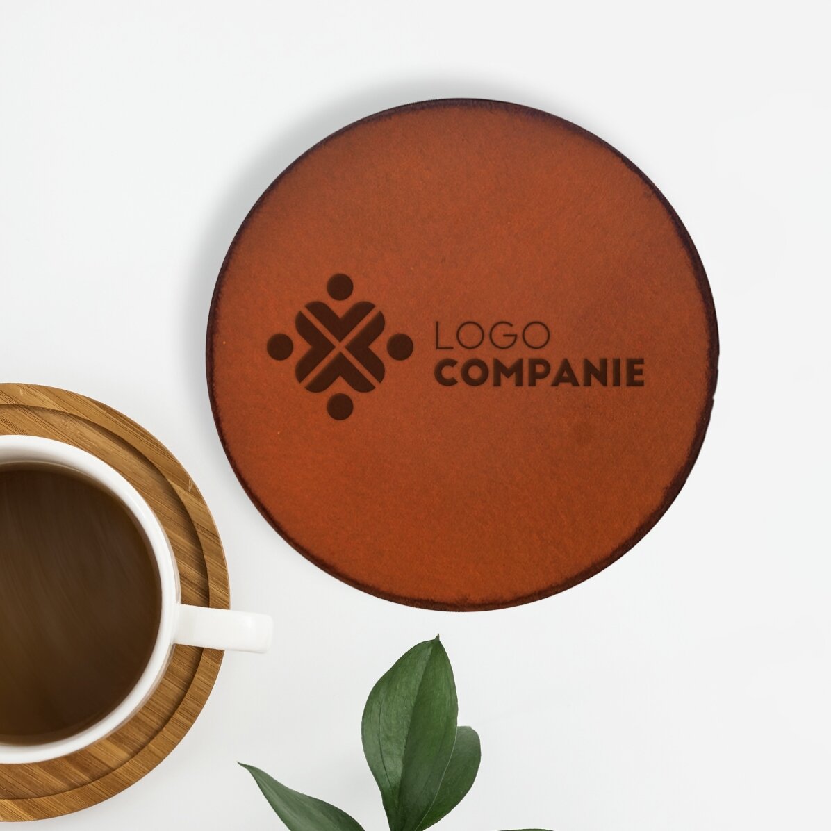 Suport pahar din piele personalizat cu logo