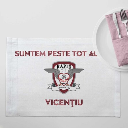 Suport pentru farfurie FC Rapid personalizat cu nume și mesaj