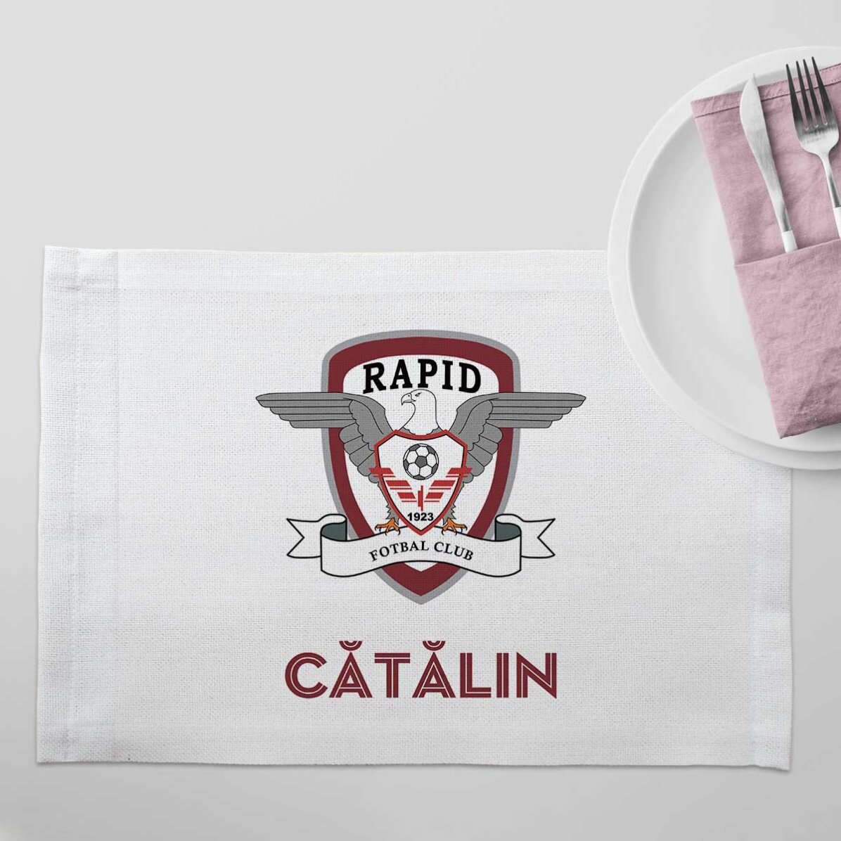 Suport pentru farfurie FC Rapid personalizat cu nume